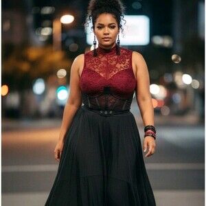 Daisy Corsets Mesh Open Bustier Womens 1X Black Whimsigoth Punk Grunge NWOT